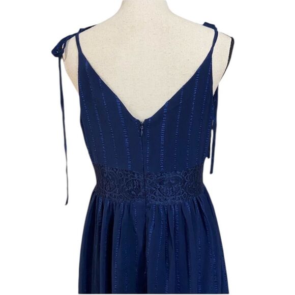Lulus Love the Day Navy Lace Tie-Strap Midi Dress New with Tags L - Picture 6 of 10
